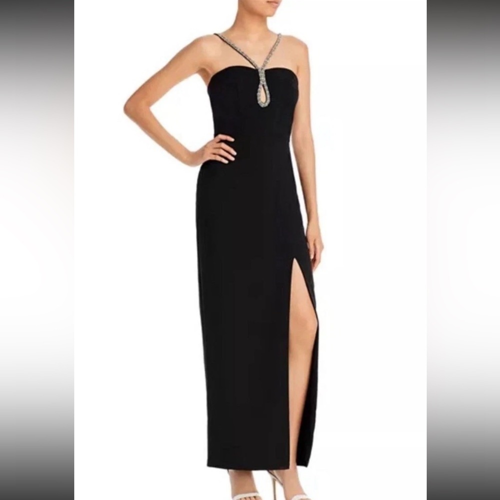AQUA Scuba Embellished Chain Dress in Black SIZE 8